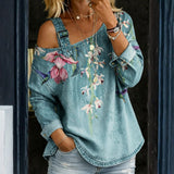 Carla - Denim-toppi, jossa on paljastetut olkapäät
