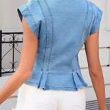 Viera - V-kaula-aukko Denim-paita