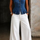 Viera - V-kaula-aukko Denim-paita