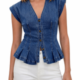 Viera - V-kaula-aukko Denim-paita