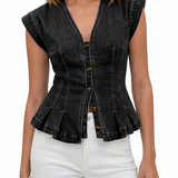 Viera - V-kaula-aukko Denim-paita