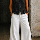 Viera - V-kaula-aukko Denim-paita