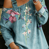 Carla - Denim-toppi, jossa on paljastetut olkapäät