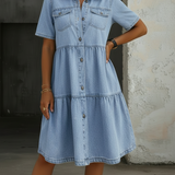 Sophia - Rentouttava Tyylikäs Denim Mekko
