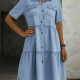 Sophia - Rentouttava Tyylikäs Denim Mekko