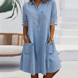 Ruby | Rentouttava Denim-mekko